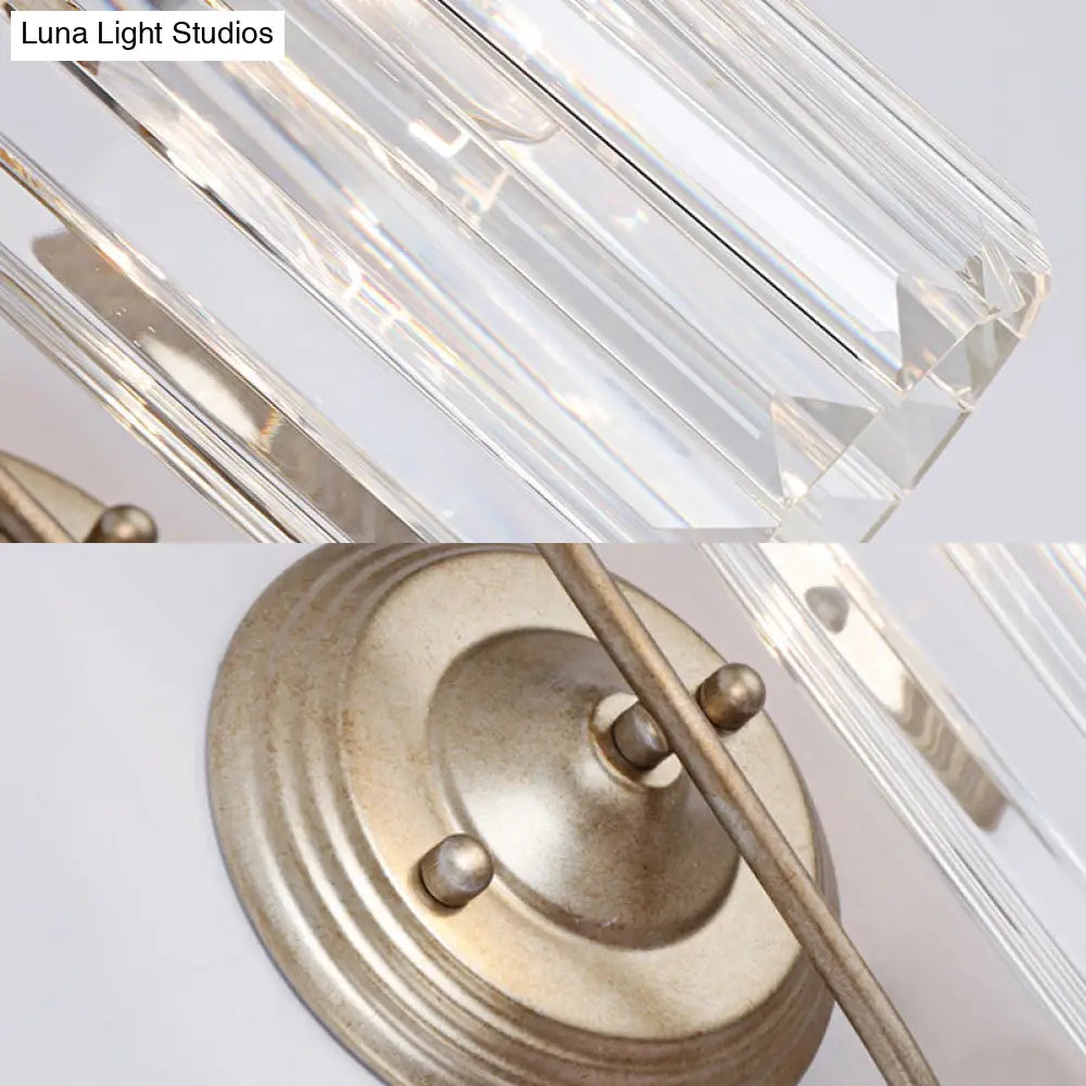 Modern Prismatic Crystal Cylinder Wall Light Fixture - Gold/Black Mount