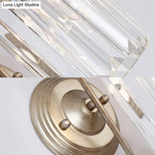 Modern Prismatic Crystal Cylinder Wall Light Fixture - Gold/Black Mount