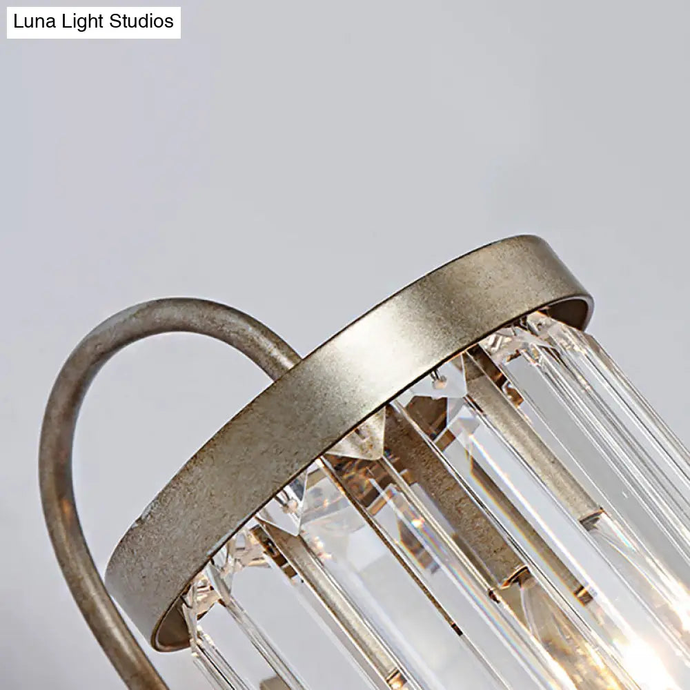 Modern Prismatic Crystal Cylinder Wall Light Fixture - Gold/Black Mount
