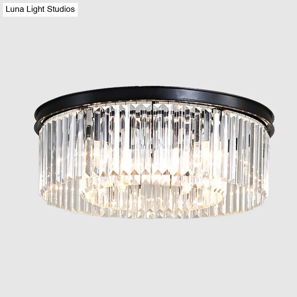 Modern Prismatic Crystal Flush Mount Ceiling Light For Living Room 16 / Black