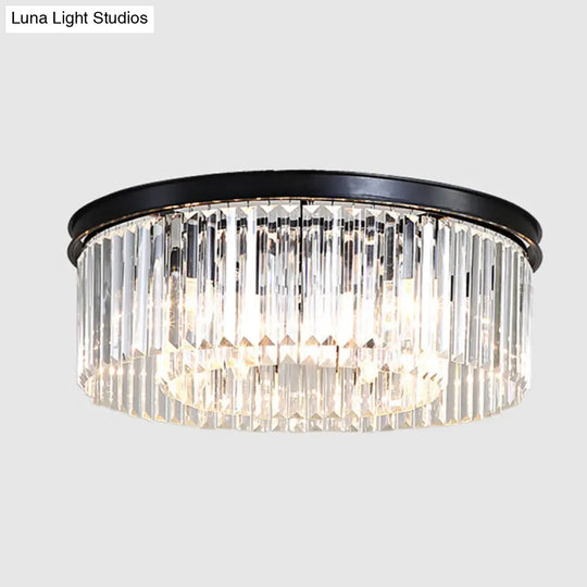 Modern Prismatic Crystal Flush Mount Ceiling Light For Living Room 16 / Black