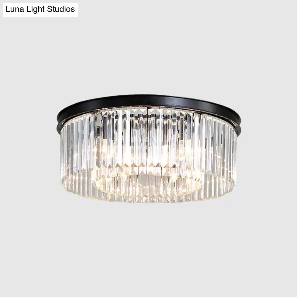 Modern Prismatic Crystal Flush Mount Ceiling Light For Living Room 12 / Black