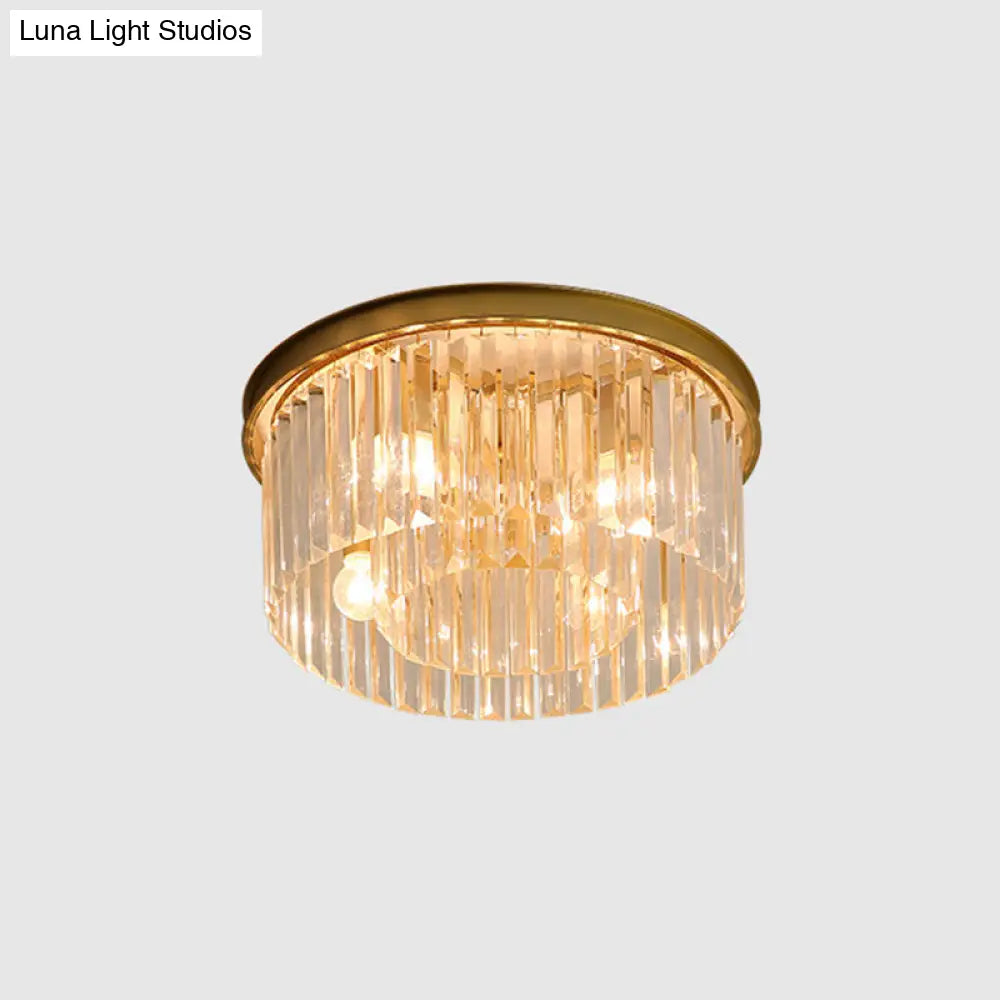 Modern Prismatic Crystal Flush Mount Ceiling Light For Living Room 4 / Gold