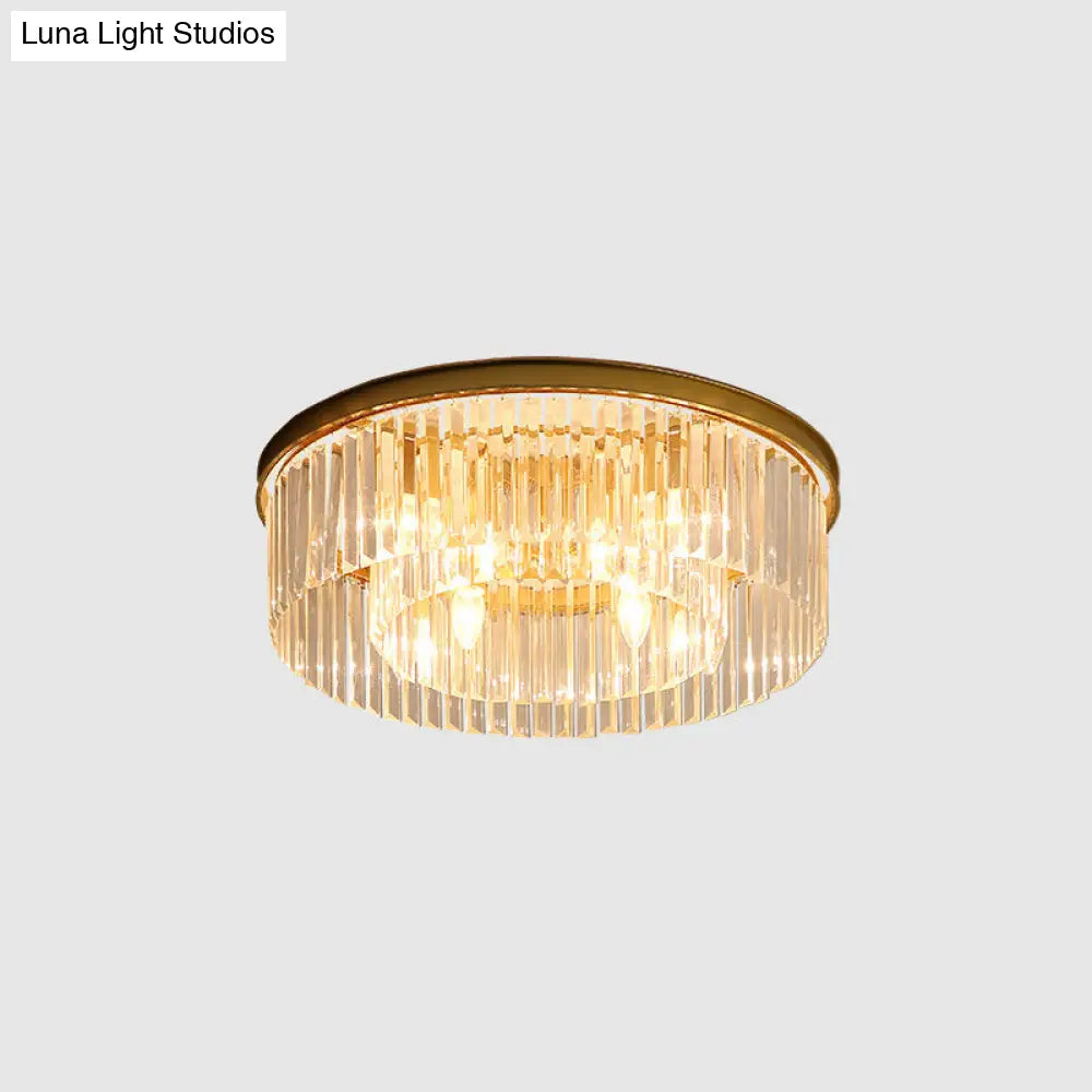 Modern Prismatic Crystal Flush Mount Ceiling Light For Living Room 8 / Gold