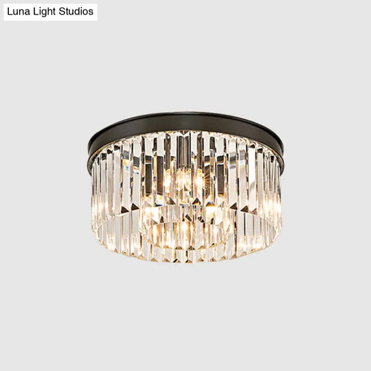 Modern Prismatic Crystal Flush Mount Ceiling Light For Living Room 4 / Black