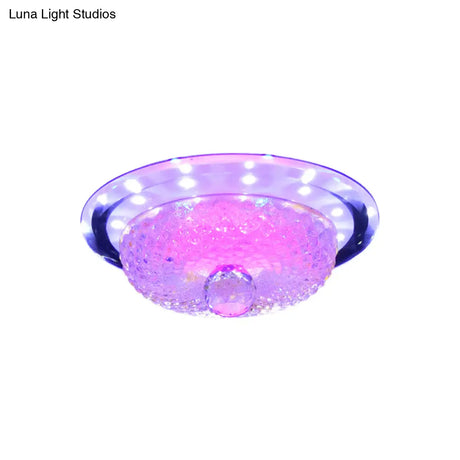 Modern Prismatic Crystal Led Flush Ceiling Light Fixture - Tan/Silver Bowl Design