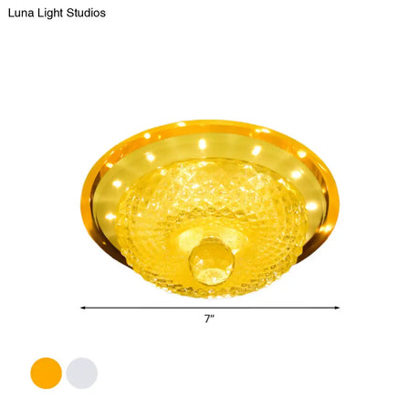 Modern Prismatic Crystal Led Flush Ceiling Light Fixture - Tan/Silver Bowl Design