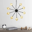 Modern Pyramid Chandelier Lamp: Amber Glass 9 Hanging Lights In Black