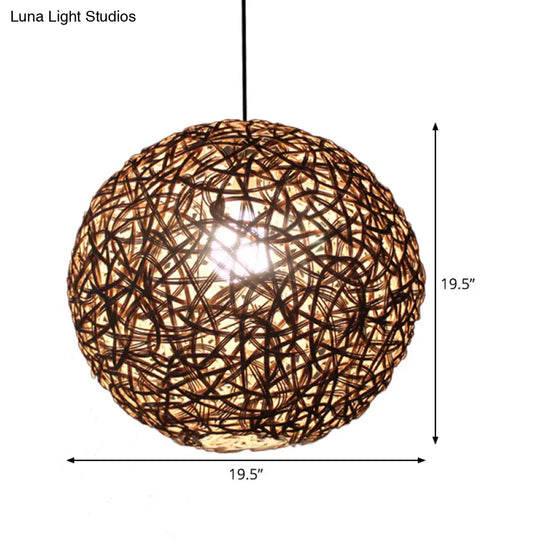 Modern Rattan Floral Pendulum Light - 1 Head 12-19.5 Wide Perfect For Dining Room