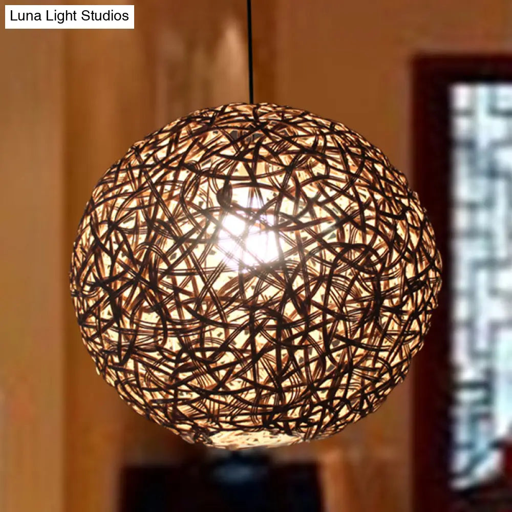 Modern Rattan Floral Pendulum Light - 1 Head 12-19.5 Wide Perfect For Dining Room