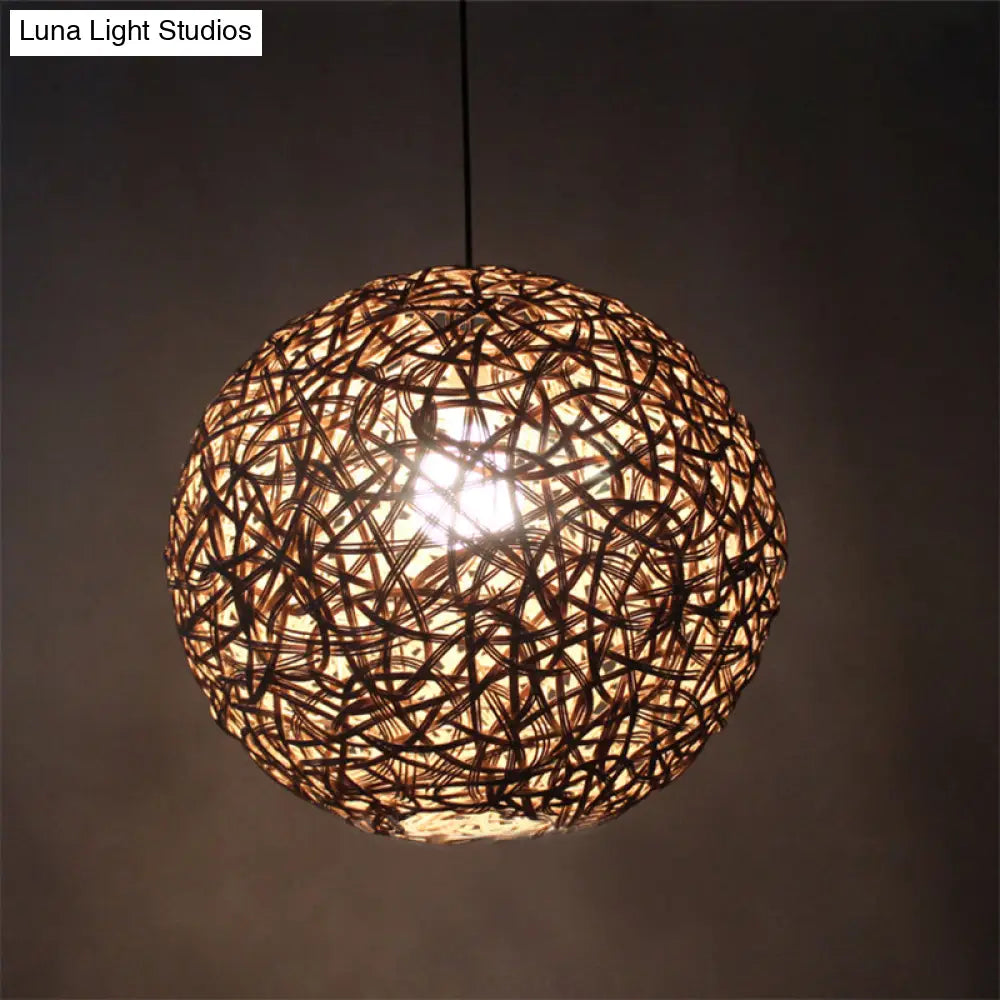 Modern Rattan Floral Pendulum Light - 1 Head 12-19.5 Wide Perfect For Dining Room
