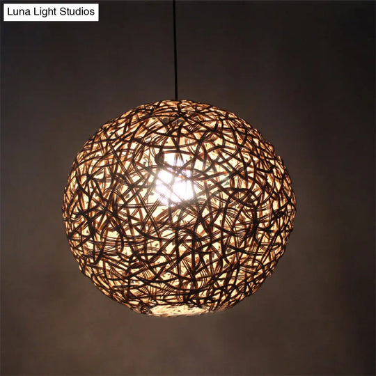 Modern Rattan Floral Pendulum Light - 1 Head 12-19.5 Wide Perfect For Dining Room