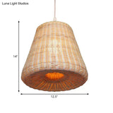 Modern Rattan Pendant Light With Conic Design And Beige Color - Ideal For Restaurants Farmhouse