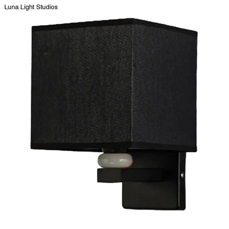 Modern Rectangle Fabric Wall Lamp With Faux Jade Decor - Flaxen/White/Beige 1-Bulb Fixture