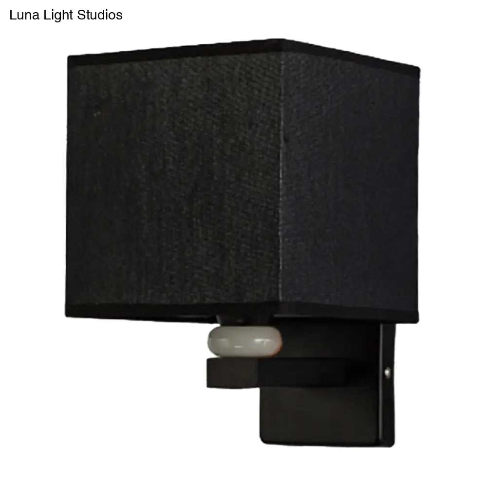 Modern Rectangle Fabric Wall Lamp With Faux Jade Decor - Flaxen/White/Beige 1-Bulb Fixture