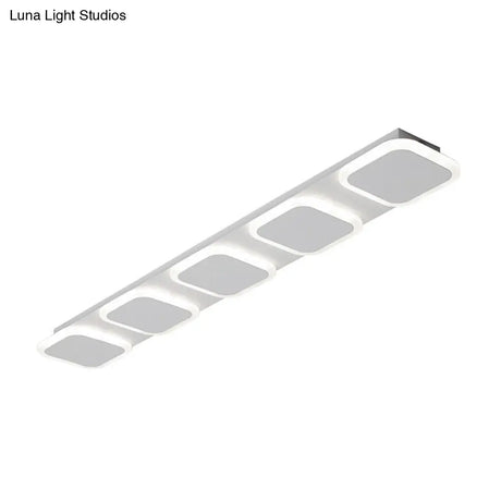 Modern Rectangle Flush Led Ceiling Light Fixture With Acrylic Shade - 4/5 Lights White/Warm For