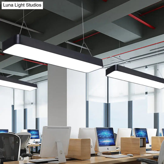 Modern Rectangle Led Pendant Light For Offices With Acrylic Diffuser