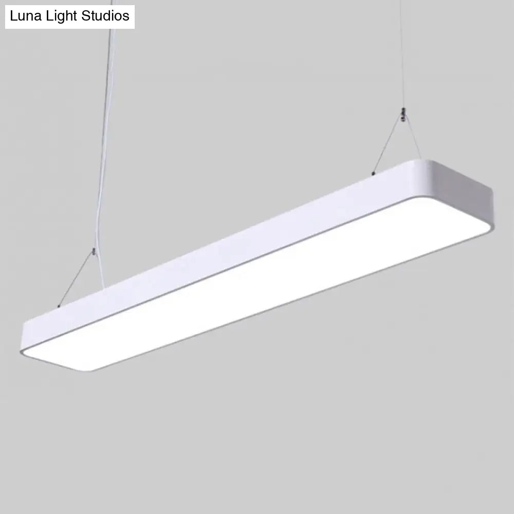 Rectangle Metal Led Pendant Light With Acrylic Diffuser For Office White / 23.5