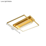 Modern Rectangle Metal Flush Mount Light Fixture - 16.5’/20.5’ W Led Gold Ceiling Lamp For Bedroom