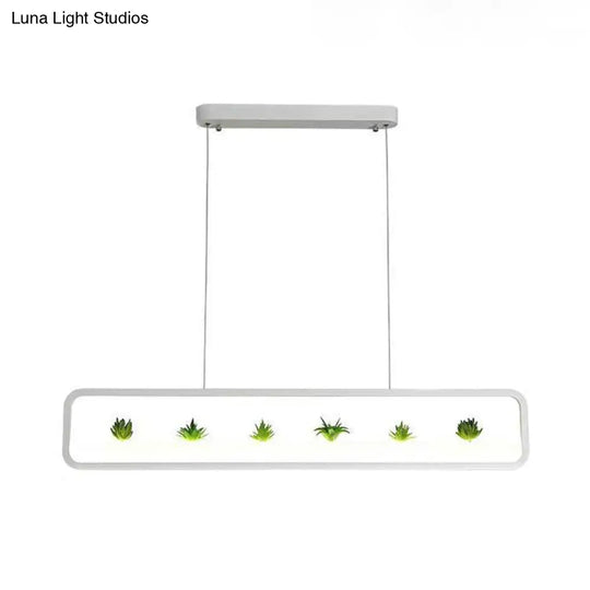 Modern Rectangular Acrylic Island Chandelier - Led Dining Room Ceiling Light (27.5/39 Long)