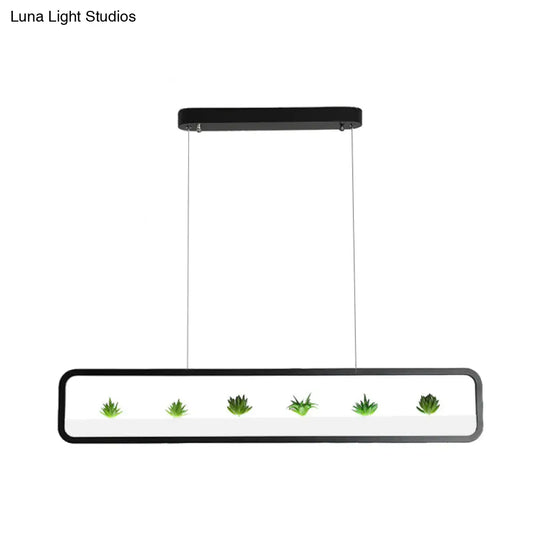 Modern Rectangular Acrylic Island Chandelier - Led Dining Room Ceiling Light (27.5/39 Long)