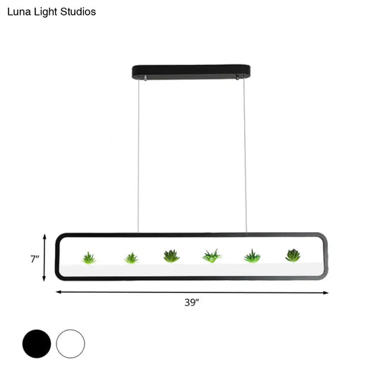 Modern Rectangular Acrylic Island Chandelier - Led Dining Room Ceiling Light (27.5/39 Long)