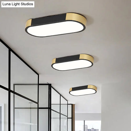 Modern Rectangular Corridor Led Ceiling Flush Mount - Metallic Flushmount Lighting In White/Gold Or