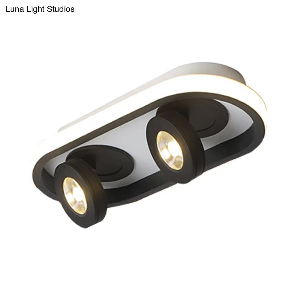 Modern Rectangular Flush Ceiling Lamp In Warm/White Light - Acrylic 4/6/8 Lights Black Ideal For