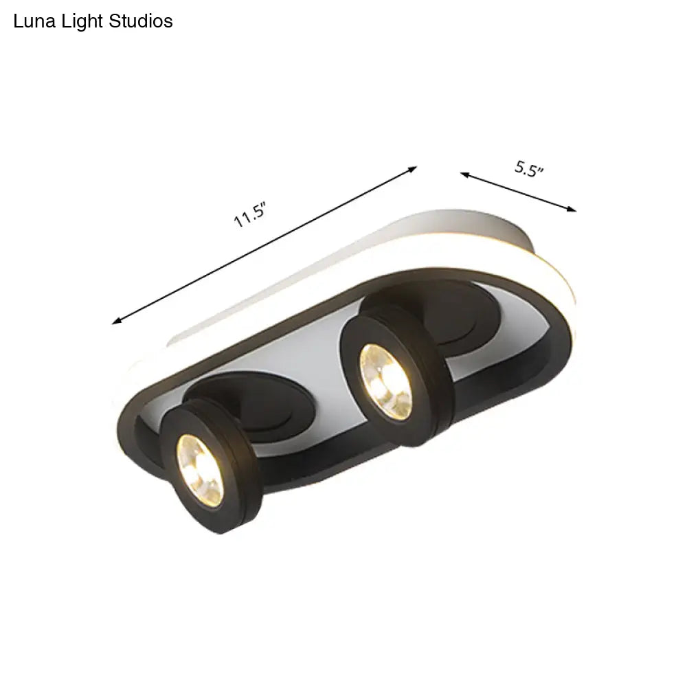 Modern Rectangular Flush Ceiling Lamp In Warm/White Light - Acrylic 4/6/8 Lights Black Ideal For