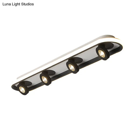 Modern Rectangular Flush Ceiling Lamp In Warm/White Light - Acrylic 4/6/8 Lights Black Ideal For