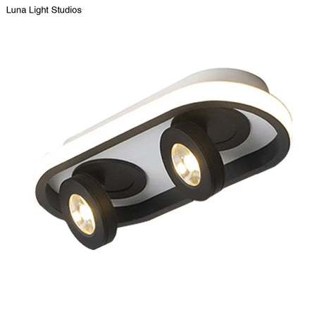 Modern Rectangular Flush Ceiling Lamp In Warm/White Light - Acrylic 4/6/8 Lights Black Ideal For