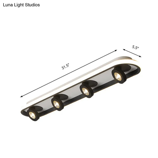 Modern Rectangular Flush Ceiling Lamp In Warm/White Light - Acrylic 4/6/8 Lights Black Ideal For