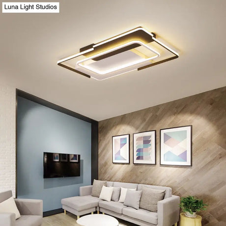 Modern Rectangular Flush Mount Led Ceiling Light In White/Warm - 35.5’/43’ Wide Ideal For
