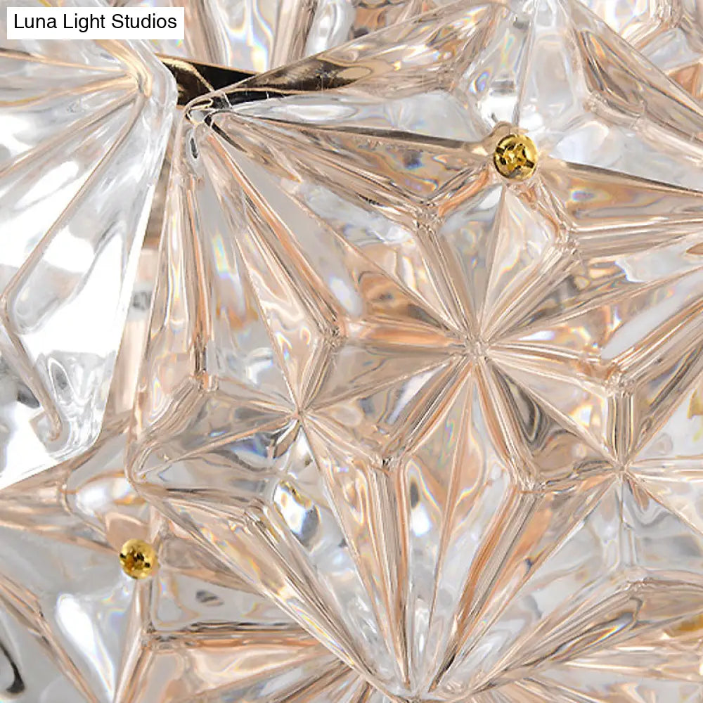 Modern Rhombus Clear Crystal 4-Light Sconce: Stylish Flush Wall Mounted Lamp