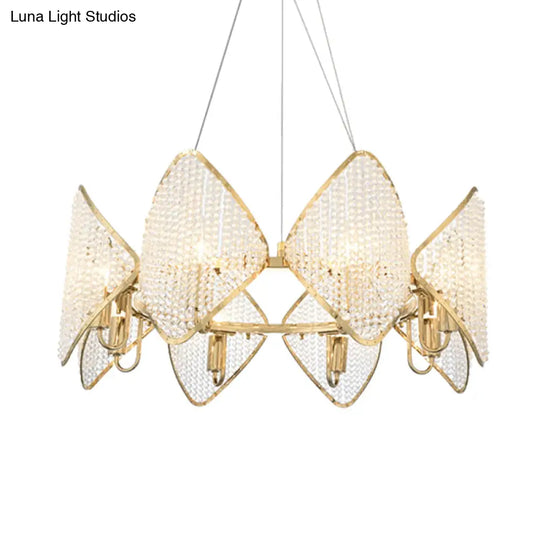 Modern Rhombus Crystal Chandelier - 8 Heads Gold Finish Suspension Pendant