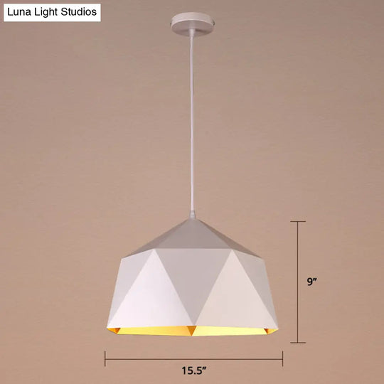 Rhombus Cut Metal Suspension Lamp - Loft Style Pendant Light For Living Room With 1-Light Fixture