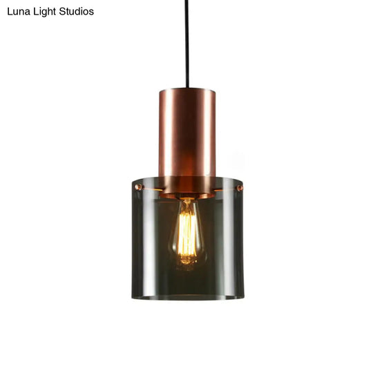 Modern Rose Gold/Gold Bottle Pendant Lamp - Smoky Grey Glass Ceiling Hang Light For Kitchen Bar