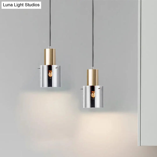 Modern Rose Gold/Gold Bottle Pendant Lamp - Smoky Grey Glass Ceiling Hang Light For Kitchen Bar