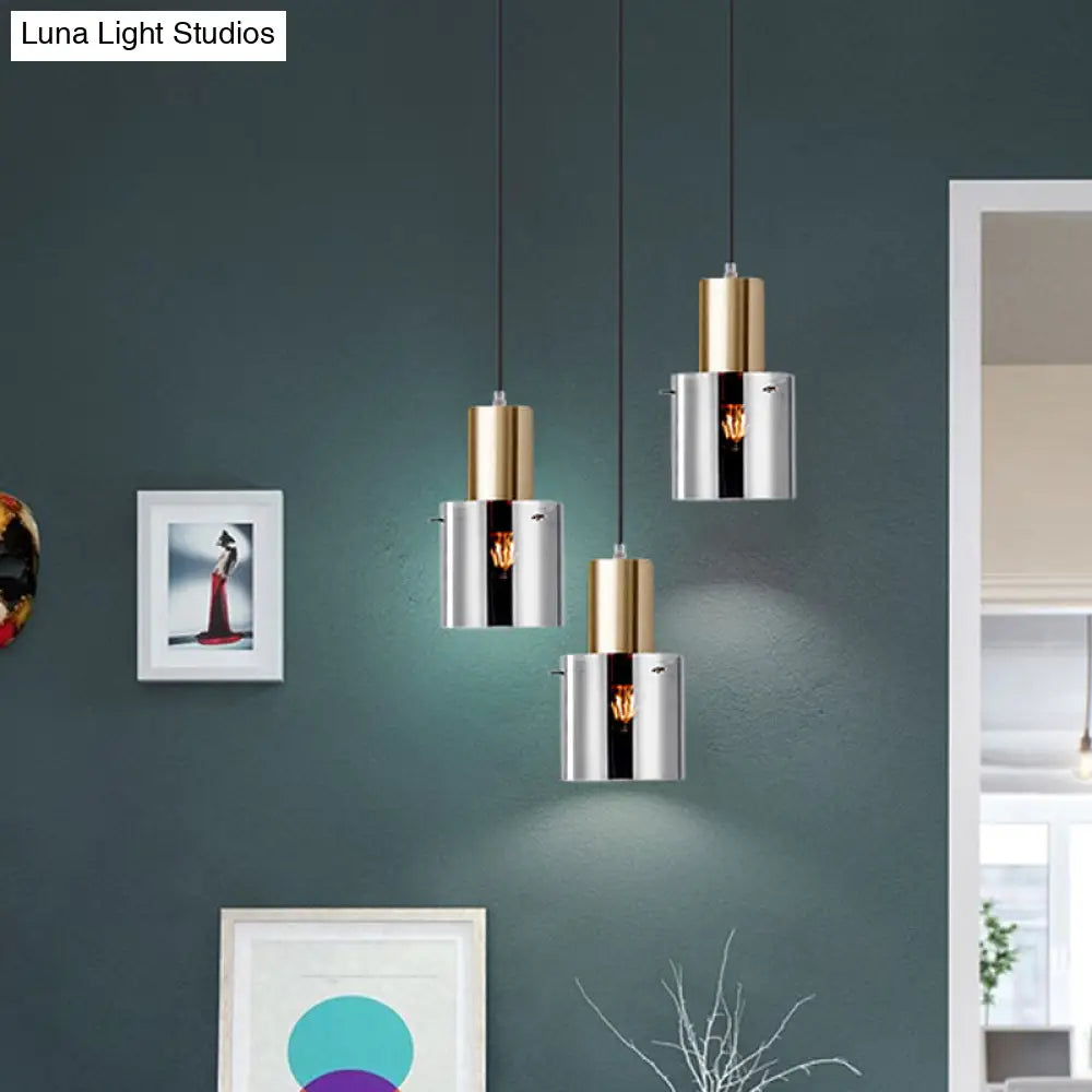 Modern Rose Gold/Gold Bottle Pendant Lamp - Smoky Grey Glass Ceiling Hang Light For Kitchen Bar Gold