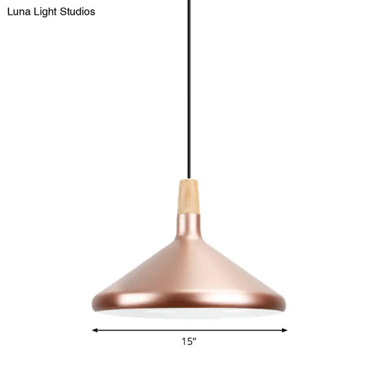 Modern Rose Gold Pyramid Pendant Lamp For Study Room