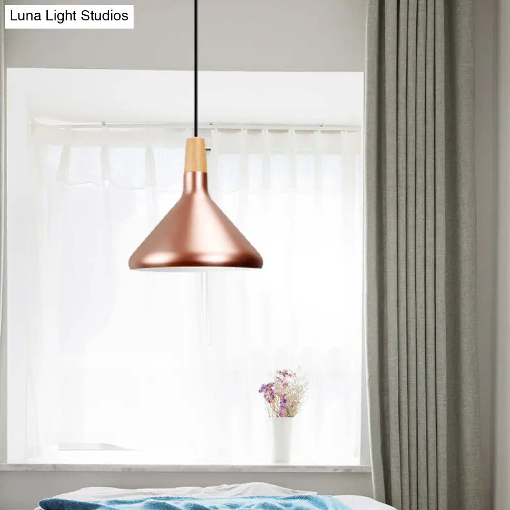Modern Rose Gold Pyramid Pendant Lamp - Aluminum Hanging Light For Study Room / 10.5