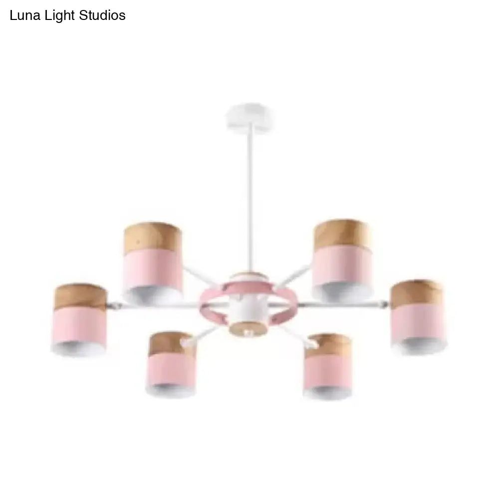 Modern Rotatable Metal Cylinder Chandelier: Macaron Style Ceiling Light For Nursing Room