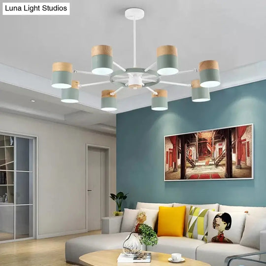 Modern Rotatable Metal Cylinder Chandelier: Macaron Style Ceiling Light For Nursing Room