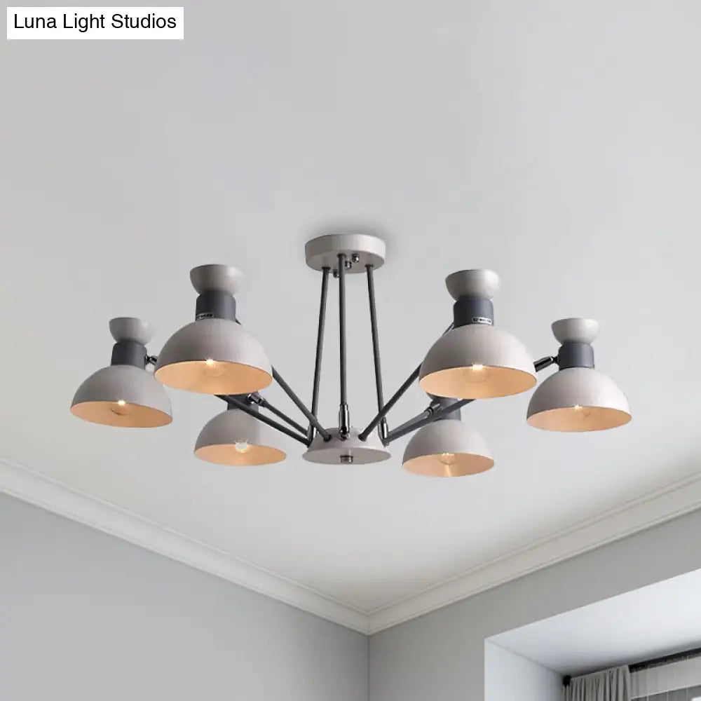 Modern Rotatable Metal Domed Chandelier Light With 6 Heads - Ideal For Living Room