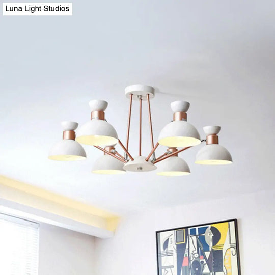 Modern Rotatable Metal Domed Chandelier Light With 6 Heads - Ideal For Living Room