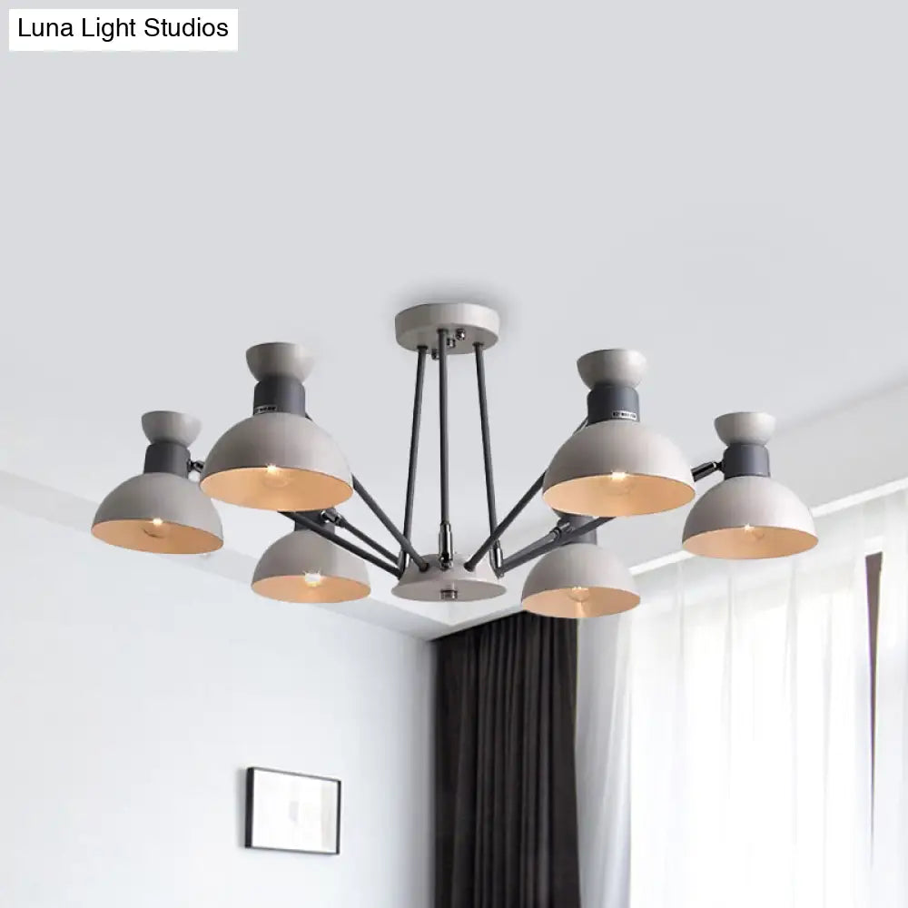 Modern Rotatable Metal Domed Chandelier Light With 6 Heads - Ideal For Living Room