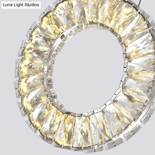 Round Cluster Pendant Light With Crystal Accents - 3 Bulbs Nickel Finish