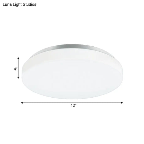 Modern Round Led Ceiling Light With Acrylic Shade - Metal White 7.5’/9’/12’ Dia Flush Mount