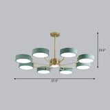 Modern Round Led Chandelier - Minimalistic Acrylic Living Room Hanging Lamp 8 / Green White