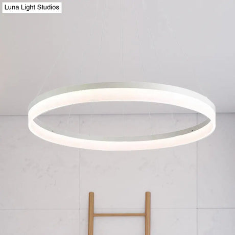 Modern Round Led Chandelier Pendant - Acrylic 1/2/3-Light Ceiling Light Fixture In Black/White/Gold